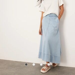 MOVING SALE! ASOS Edition Denim Full Midi Skirt Bleach Wash Blue 2